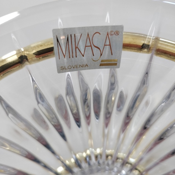 Vintage Mikasa Crystal Candy Dish with Gold/Brass Stand - Picture 2 of 3